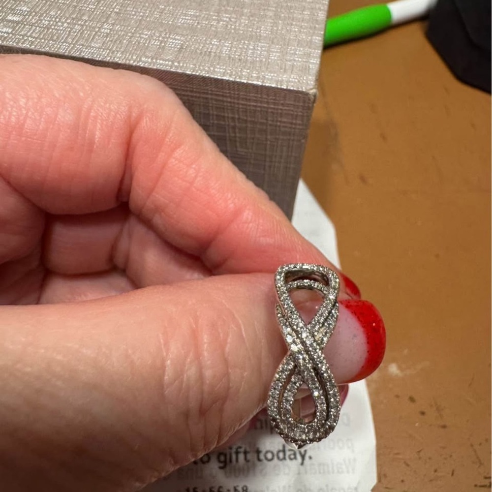 Zales Silver Infinity Ring with Pavé Design